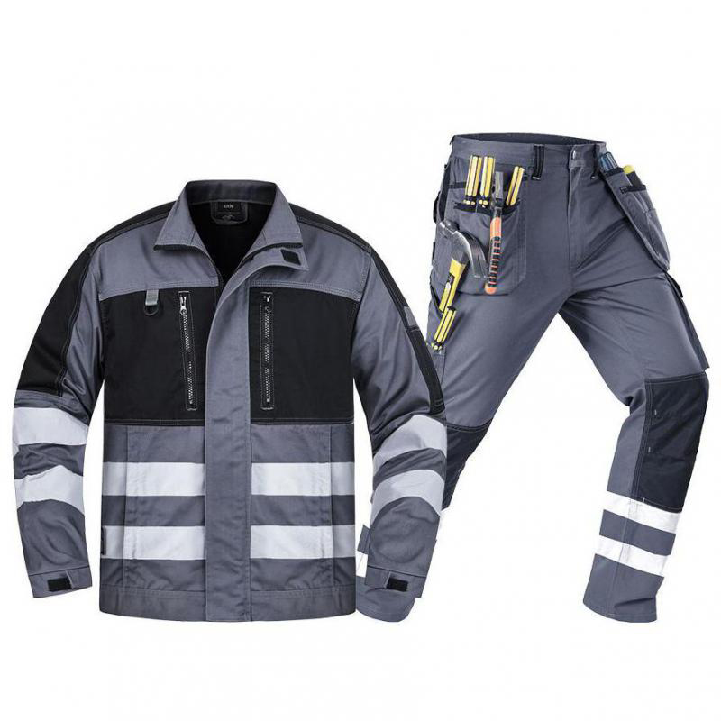 Leather Work Overalls - Baju kerja reflektif Multi saku, pakaian