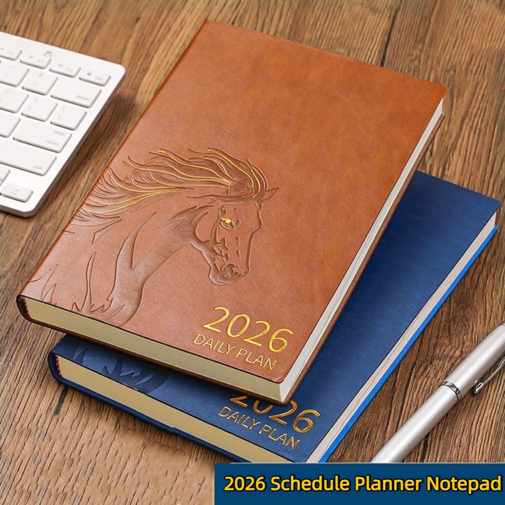 Leather Work Notepad - Buku Catatan Perencana Jadwal 2026 Kulit