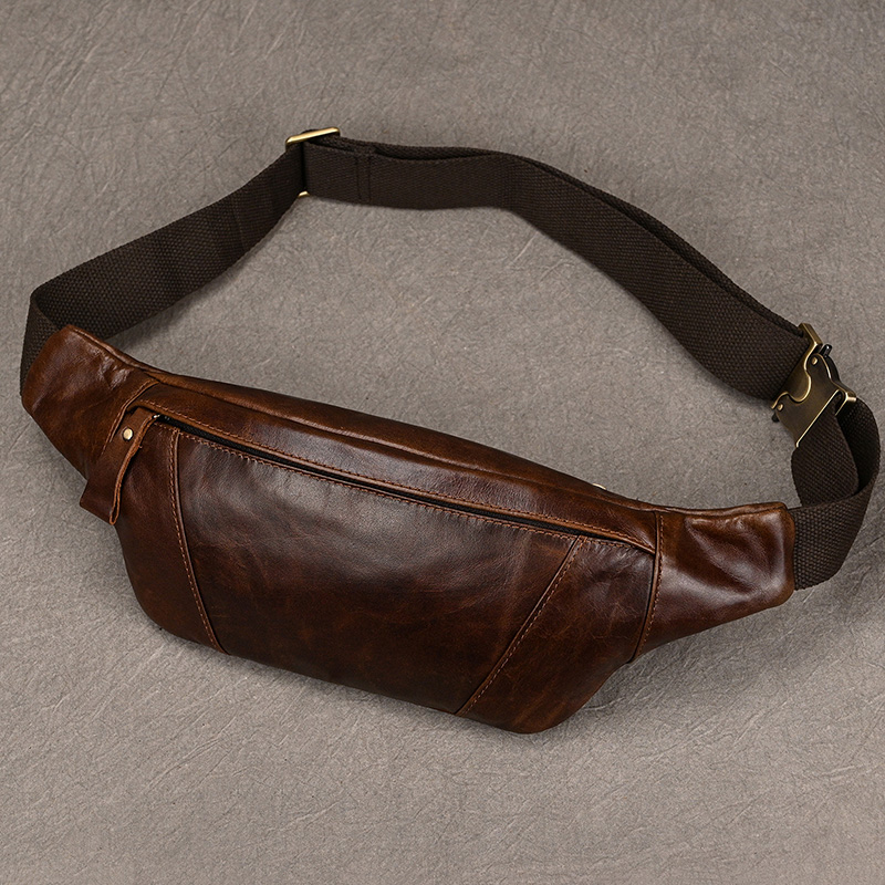 Leatherwork Belt - Tas selempang dada kulit pria, kantung