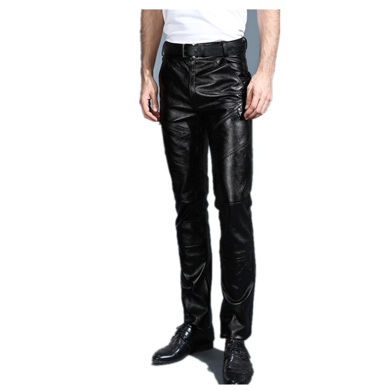 Leather Work Pants - Celana Kulit Asli Pria Muda dengan