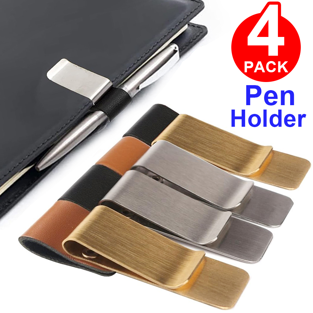 Leather Work Notepad - Penjepit Pena Kulit Asli Kuningan Baja