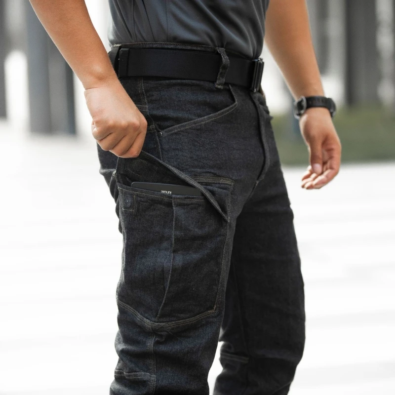 Leather Work Pants - Celana Jeans Taktis Pria Celana Kargo