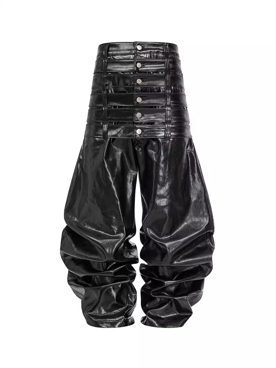Leather Work Pants - Mauroicardi Celana Sabuk Putar Kulit Pu
