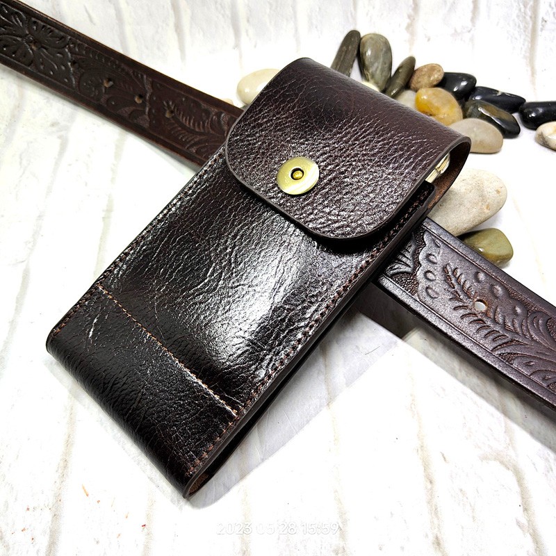 Leatherwork Belt - Tas Pinggang ponsel kulit asli, dompet