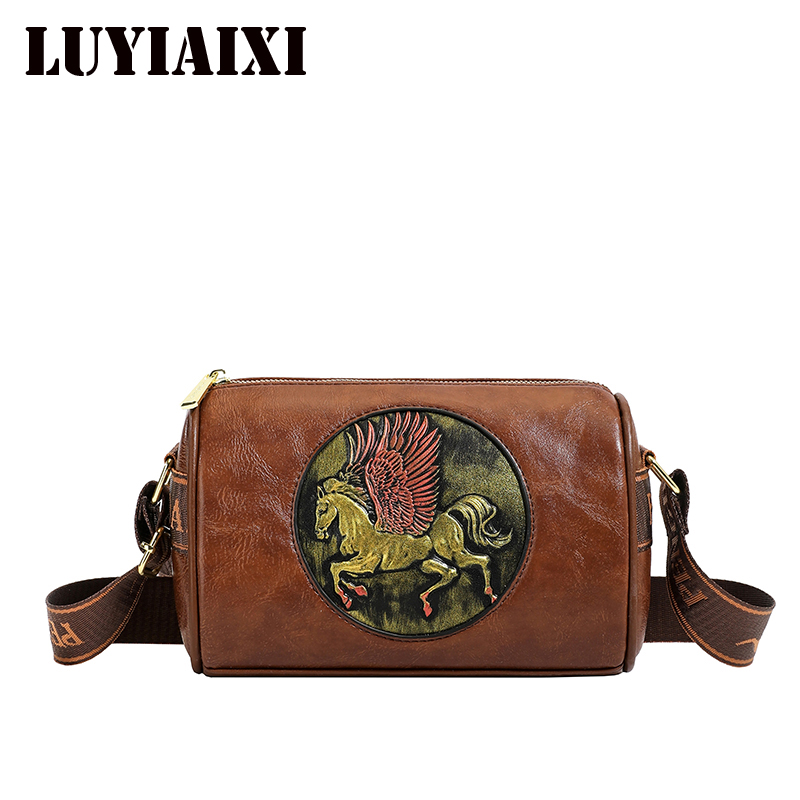 Leatherwork Flowers - Tas Bahu Kulit Bunga Timbul Retro