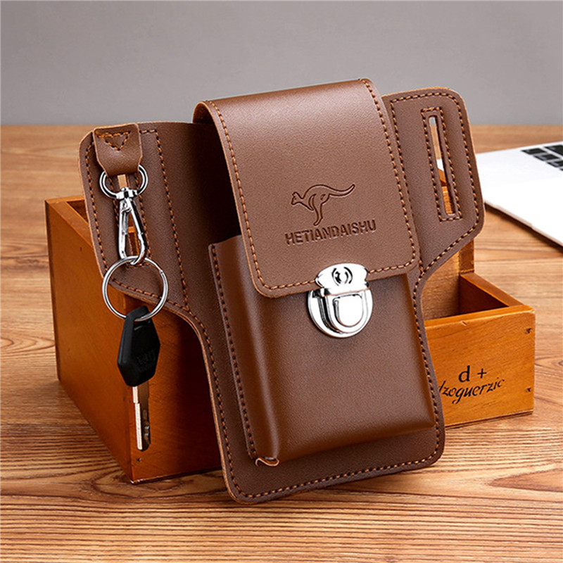 Leatherwork Belt - Tas Sabuk Ponsel untuk Pria, Kantong