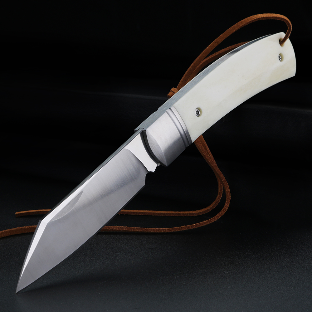 Bone Folder Tool - Pisau Lipat Baja D2 Gagang Tulang