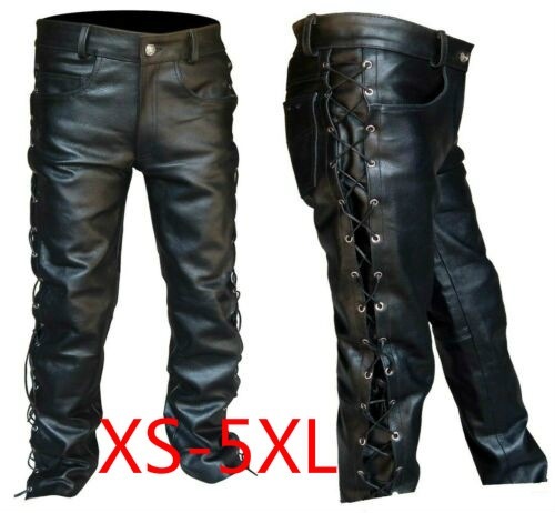 Leather Work Pants - Celana Abad Pertengahan Pria Gothic Panjang