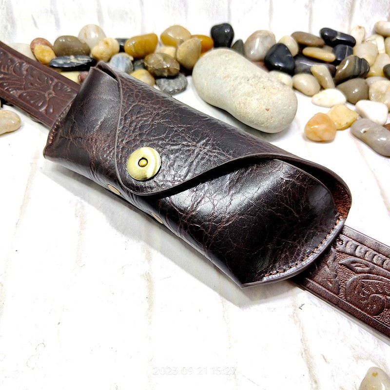 Leatherwork Belt - Blongk Casing Kacamata Tas Pinggang Kulit