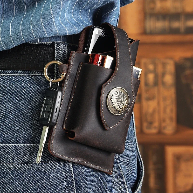 Leatherwork Belt - Tas pinggang kulit asli untuk pria,