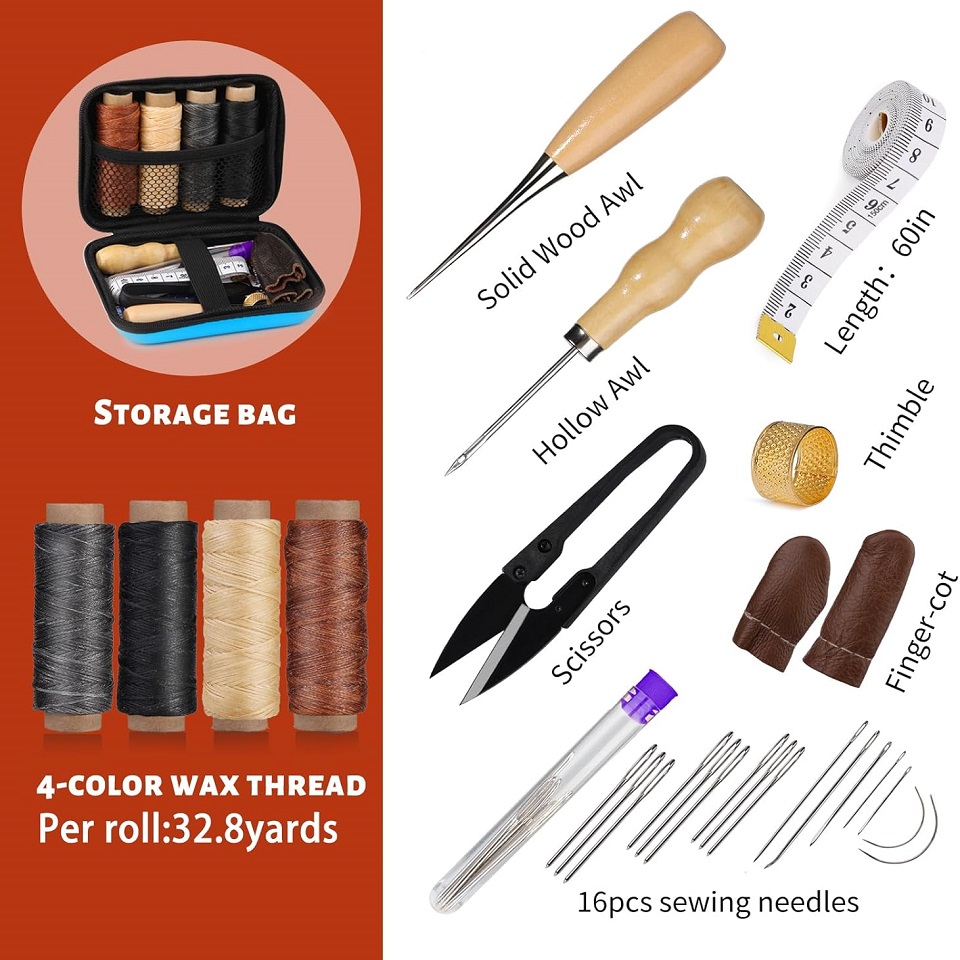 BUDDUR Kit Alat jahit kulit, d - Leatherwork Thread ulasan dan harga