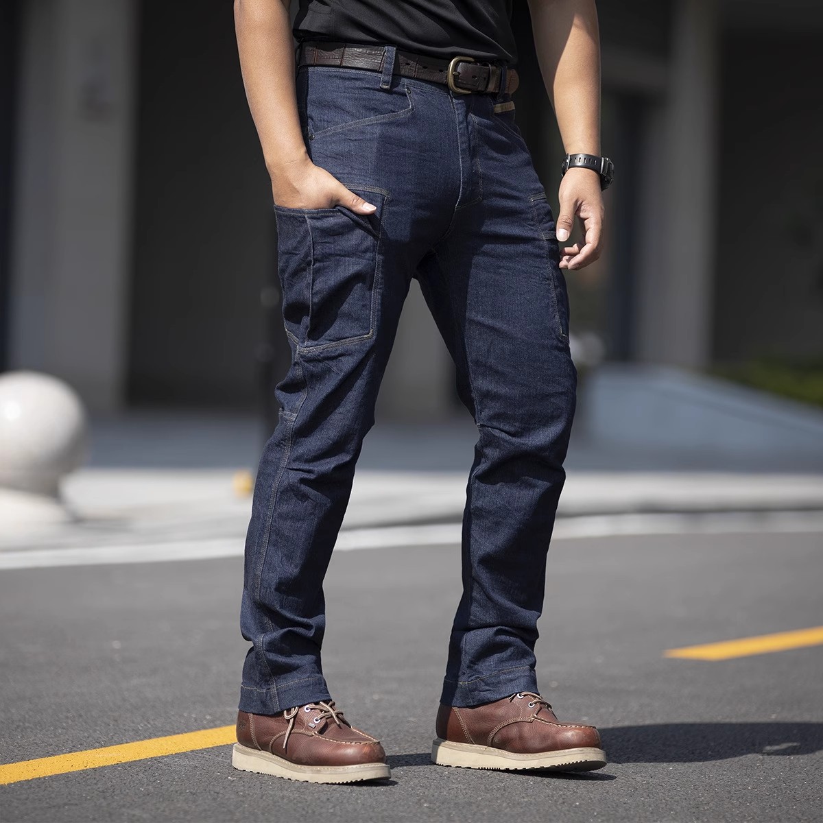 Celana Jeans Taktis Pria Celan - Leather Work Pants ulasan dan harga