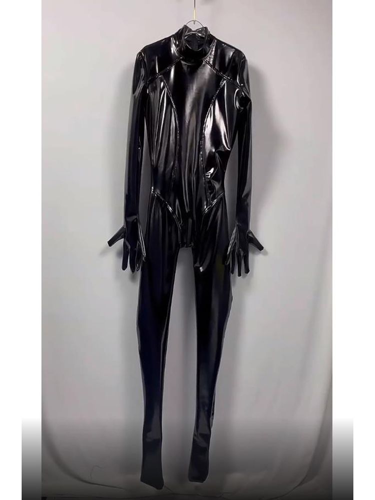 Tampilan Basah PVC Catsuit Men - Leather Work Overalls ulasan dan harga