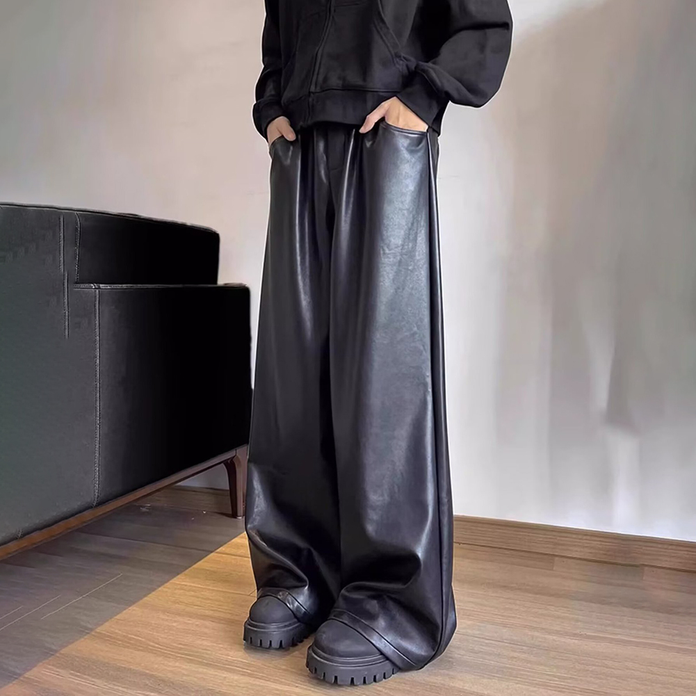 Celana Kasual Kulit Imitasi Lo - Leather Work Pants ulasan dan harga
