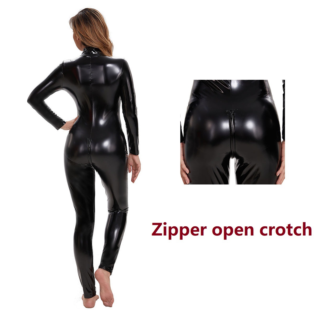 Catsuit Wanita Metalik Full Bo - Leather Work Overalls ulasan dan harga